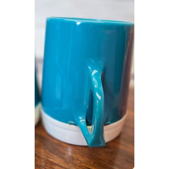 Vintage retro Plastic Teal Orange Mugs Set With Leaf, Butterfly Design, Retro - Picture 6 of 10